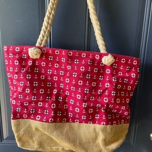 Stylish Red Anchor Tote Bag